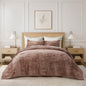 EverGrace Stripe Channel Luxury Velvet Quilt Set King Size, Beige Taupe
