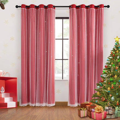 XiDi Blackout Curtains for Girls Bedroom Decor Pink Kids Rainbow Curtains