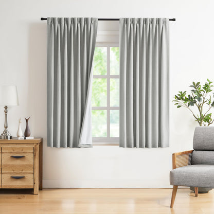 Vision Home Natural Pinch Pleated Full Blackout Curtains Linen Blended Room Darkening Window Curtains 95 inch for Living Room Bedroom Thermal Insulated Pinch Pleat Drapes with Hooks 2 Panel 40"Wx95"L