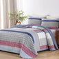 WONGS BEDDING Grey Queen Size Quilt Set, Boho Striped Bedspread