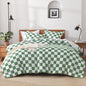 Andency Tan Gingham Comforter Set Twin, Brown Checkered Grid Plaid Bedding