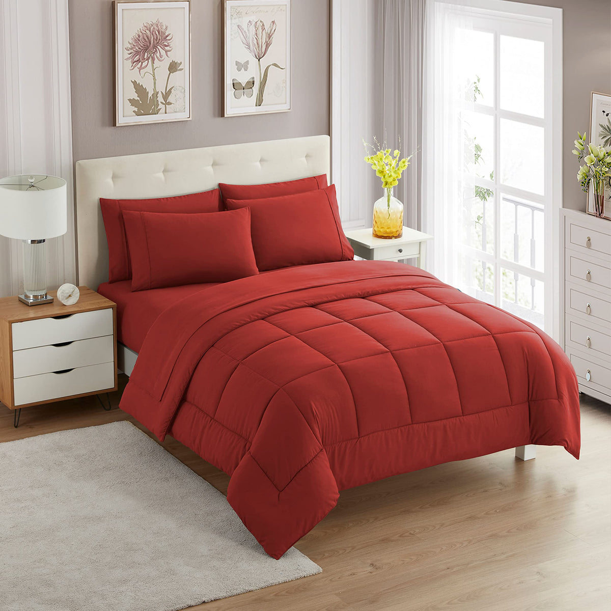 Full Size Comforter Set with Sheets - 7-Piece Bedding Collection - 1 Comforter, 1 Fitted Sheet, 1 Flat, 4 Pillowcases - Deep Pocket - Soft & Breathable Premium Quality - Ideal for All Seasons, Gray