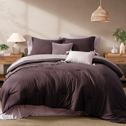 Monbix Queen Comforter Set - 7 Pieces Soft Bed in a Bag Queen Bedding Sets