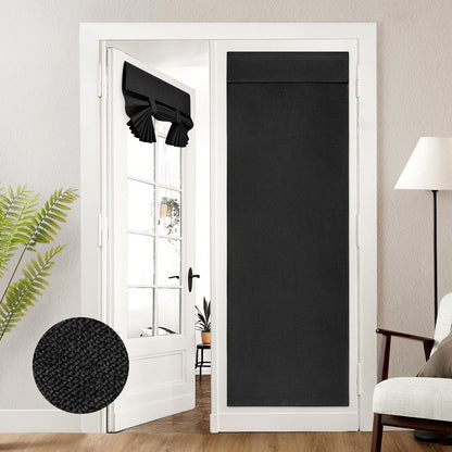 HOMEIDEAS 100% Blackout Linen Door Curtains for French Door 26x68 Inch