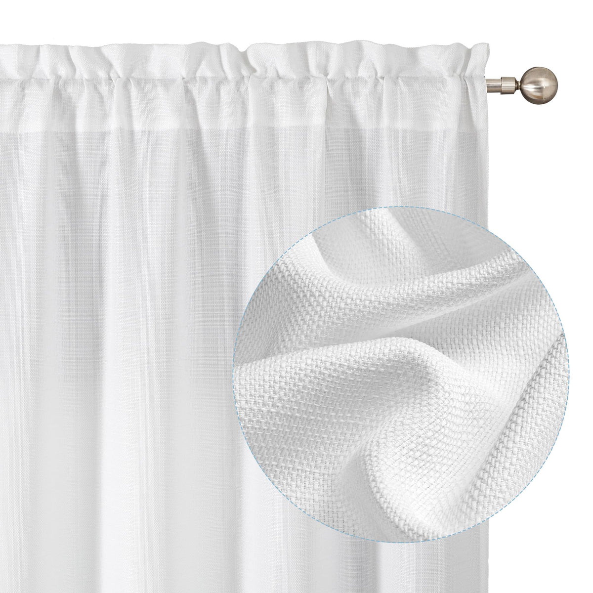 Chyhomenyc 2 Panels White Kitchen Curtains 36 Inch Length Tier Curtain