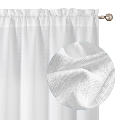 Chyhomenyc 2 Panels White Kitchen Curtains 36 Inch Length Tier Curtain