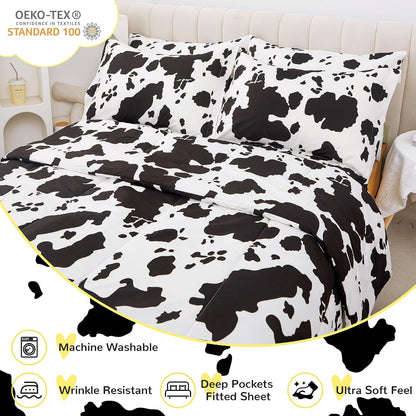 Viviland Kids Twin Bedding Sets, Boys Comforter, Cow Print