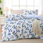 MUXHOMO Duvet Cover King Size, 3-Piece Floral Grey-Blue Bedding Set