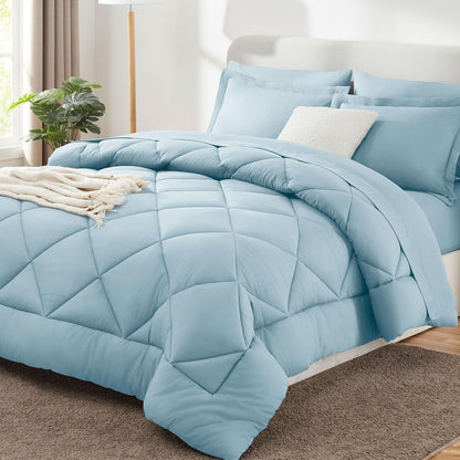 CozyLux Full Comforter Set 82"x86" Dark Grey - 7 Piece Bed in a Bag