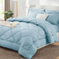 CozyLux Full Comforter Set 82"x86" Burgundy - 7 Piece Bed in a Bag