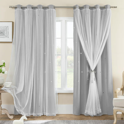 XiDi Blackout Curtains for Girls Bedroom Decor Pink Kids Rainbow Curtains