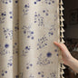 Boho Floral 100% Blackout Curtains 84 Inch 2 Panels Linen Texture