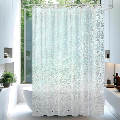 AooHome 72x72 Shower Curtain Liner - EVA 3D Decals Stained Glass Pattern Design Standard Bathroom Shower Curtain with Hooks, 5 Bottom Magnets, Heavy Duty, Water Repellent, Semi Transparent, 72x72 Inch