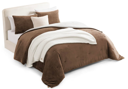 UGG Remina Queen Comforter Set with Throw Blanket & Pillow, 5-Piece, Beige
