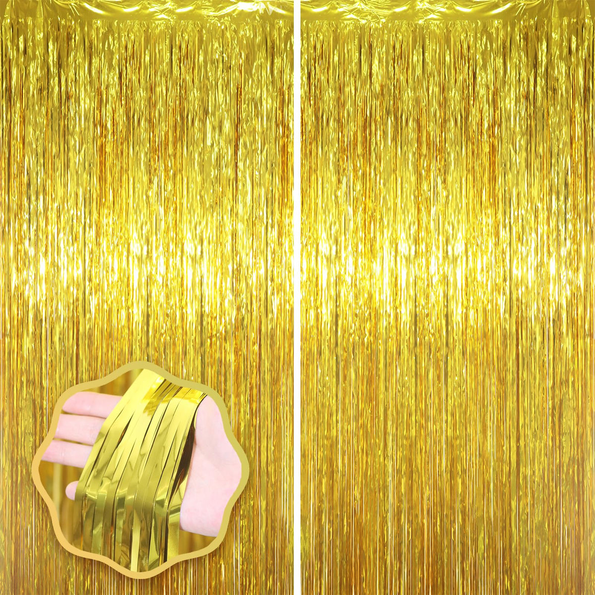 Voircoloria Laser Pink Foil Fringe Backdrop Curtains,3.3x6.6ft, 2 Pack