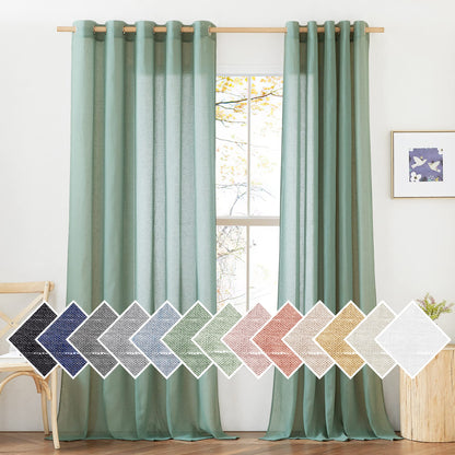 NICETOWN Semi Sheer Linen Ivory Curtains for Bedroom, W52xL84, 2 Panels