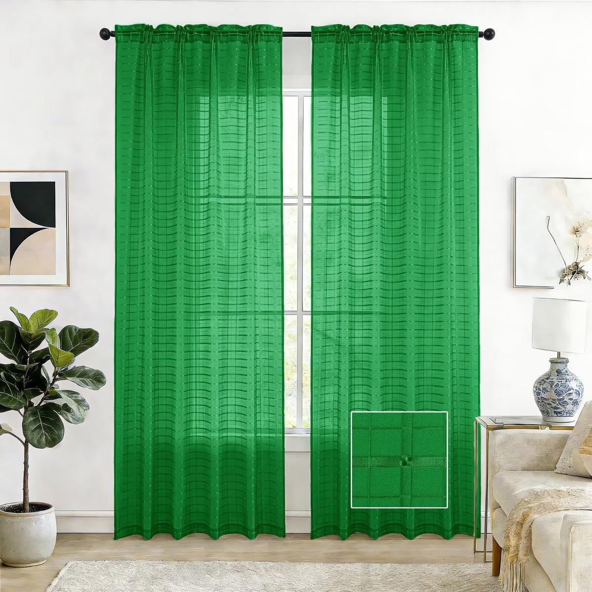 SpaceDresser Sheer Voile Curtains for Living Room 84 Inch Long 2 Panels