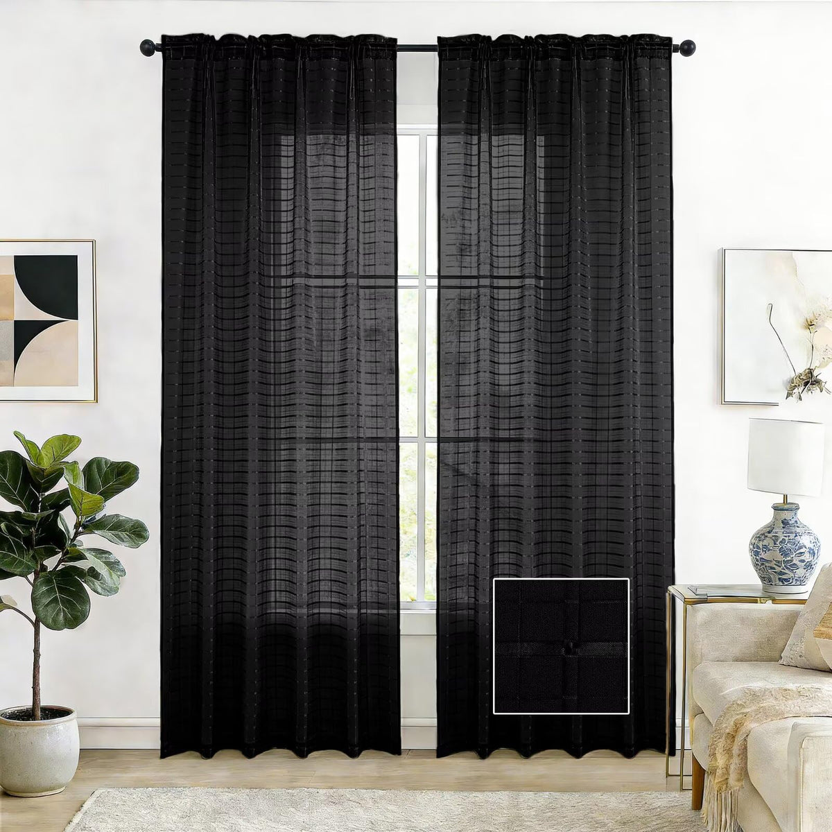 SpaceDresser Sheer Voile Curtains for Living Room 84 Inch Long 2 Panels