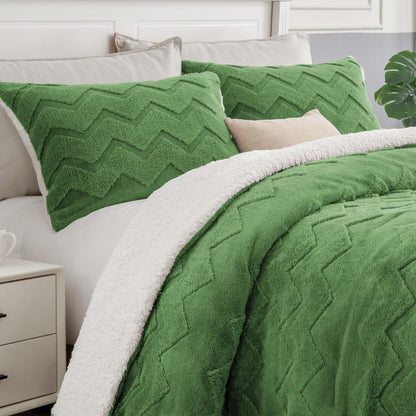 BEDELITE Fluffy Sherpa Queen Comforter Set,Grey