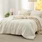 Bedsure Queen Comforter Set Prewashed Soft Bedding Set 3Pcs Cream 90"x90"