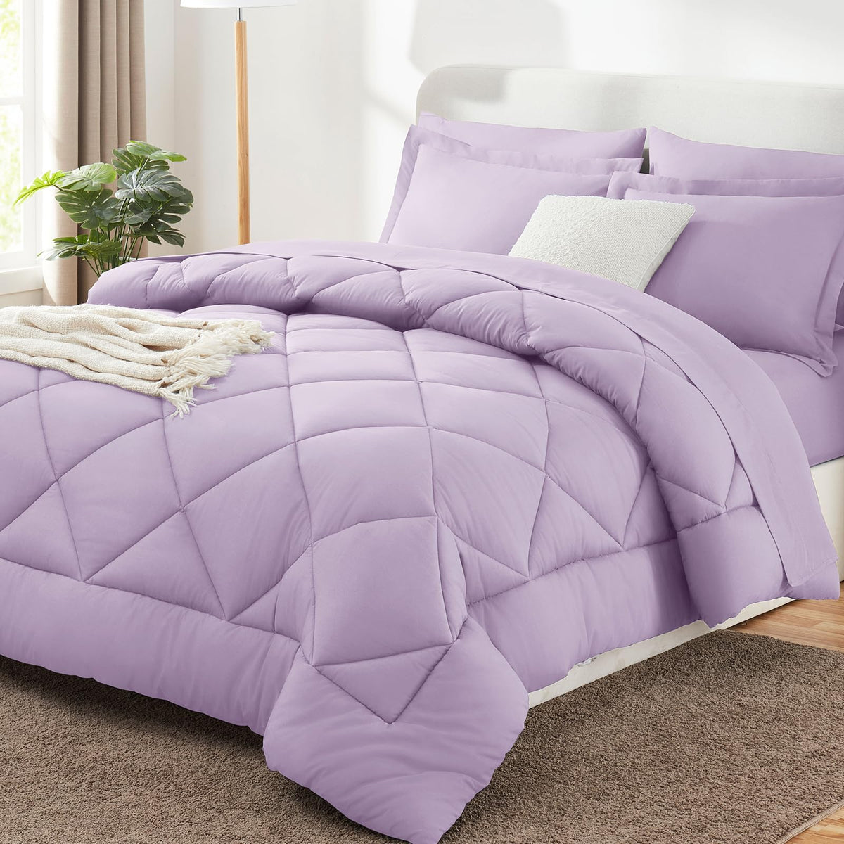 CozyLux Full Comforter Set 82"x86" Dark Grey - 7 Piece Bed in a Bag