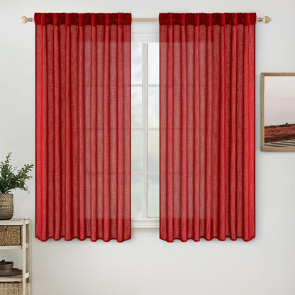 MIULEE Natural White Linen Curtains 52x84 Inch Long for Bedroom Living Room
