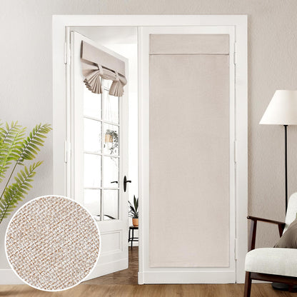HOMEIDEAS 100% Blackout Linen Door Curtains for French Door 26x68 Inch