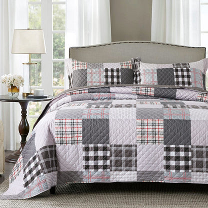Travan 3-Piece Quilt Set Quilted Bedspread Lightweight Coverlet Set Garden Style Floral Printed Oversized Quilted Bedding Set with Shams for All Season, Exquisite, King Size
