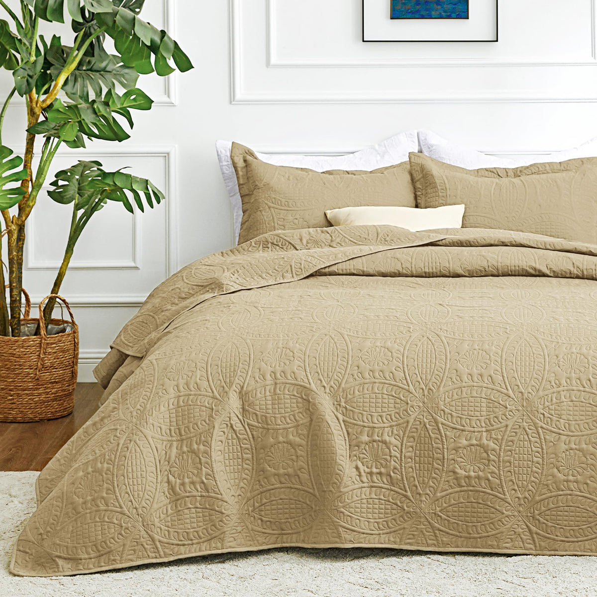 Love's cabin Quilts for Queen Bed Blue Bedspreads - Soft Bed Summer Lightweight Bedspread Comforter - Modern Style Coin Pattern Coverlet for All Season - 3 Pieces (1 Quilt, 2 Pillow Shams)