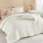 Litanika King Size Comforter Set, 3 Pieces Beige Tufted Boho Bedding Set