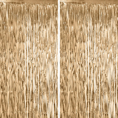 Voircoloria Laser Pink Foil Fringe Backdrop Curtains,3.3x6.6ft, 2 Pack