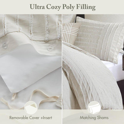 Madison Park Farmhouse King Cotton Comforter Set with Removable Cover, 9pc