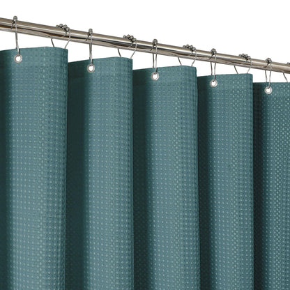 2-in-1 Waterproof Fabric Shower Curtain - No Separate Liner Needed, Hotel-Style Waffle Weave, Effortless Cleaning & Washable Bathroom Shower Curtain Set,72Wx72H,White