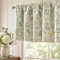 jinchan Linen Valance Curtain Farmhouse 16 Inch 1 Panel Blue on Beige