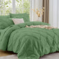 Sasttie Full Size Comforter Set, 7-Piece Bed in a Bag Double, Pintuck Bedding Set for All Season, Includes Comforter, Flat Sheet, Fitted Sheet, Pillowcases and Pillowshams, Beige