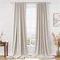 Guken Cream Linen Blackout Curtains 84 Inch Length 2 Panels Set for Living Room Bedroom Back Tab Thermal Insulated 100% Black Out Drapes Room Darkening Window Curtain Ivory Natural Beige