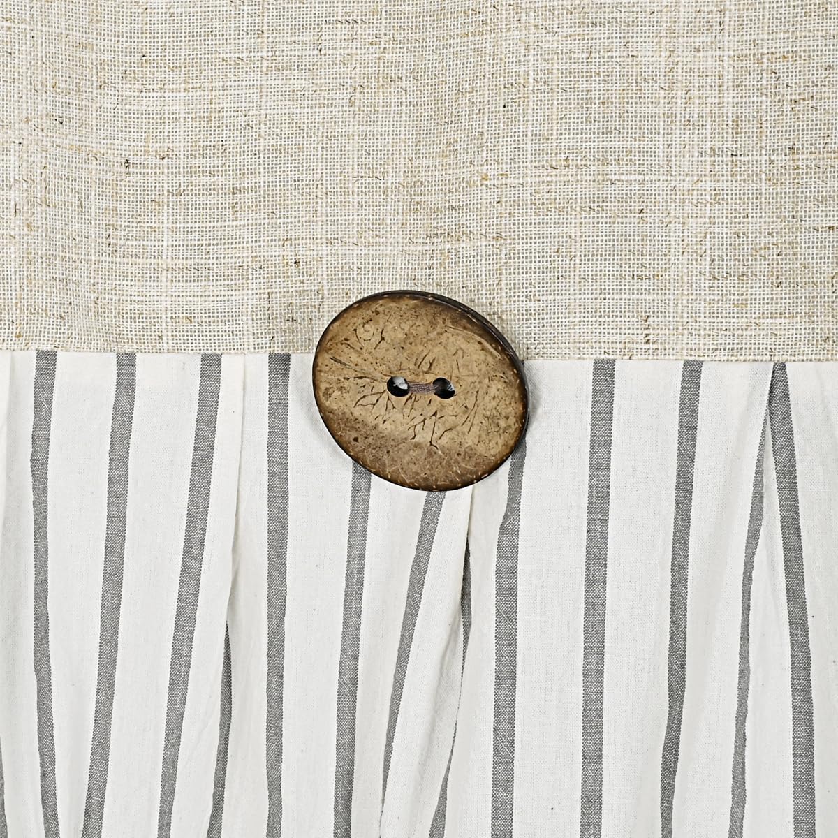 DOSLY IDÉES Farmhouse Shower Curtain,Beige and Gray Stripe,Button Curtain,Linen and Cotton Woven Fabric,Rustic Charm Country Chic Style,72x72 in