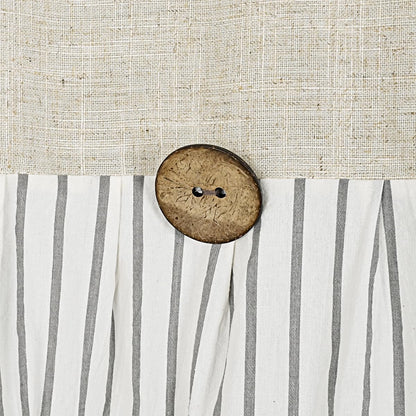 DOSLY IDÉES Farmhouse Shower Curtain,Beige and Gray Stripe,Button Curtain,Linen and Cotton Woven Fabric,Rustic Charm Country Chic Style,72x72 in