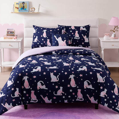 Twin Comforter Set for Girls-3 Pieces Mermaid Glow in the Dark Bedding Sets