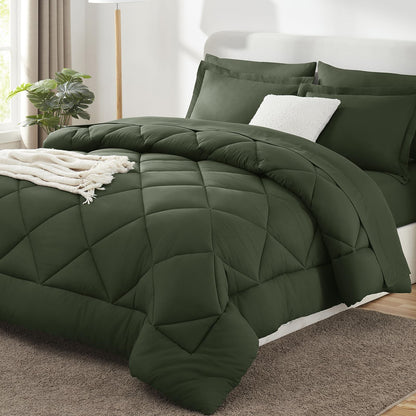 CozyLux Queen Comforter Set 88"x88" Dark Grey - 7 Piece Bed in a Bag