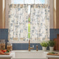 jinchan Floral Linen Kitchen Tier Curtains, 24 Inch, 2 Panels, Green