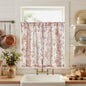 jinchan Floral Linen Kitchen Tier Curtains, 24 Inch, 2 Panels, Green