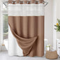No Hook Shower Curtain with Liner Set Hotel Waffle Burgundy 72W X 75L