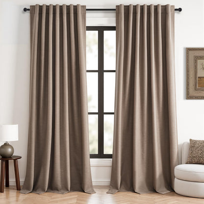 Topfinel Cream Linen Blackout Curtains 84 Inch Long for Bedroom Living Room, Ivory Pinch Pleat Back Tab Full Blackout Drapes Farmhouse Boho Curtains for Window, White Neutral Curtains 52" X 84" 7 FT