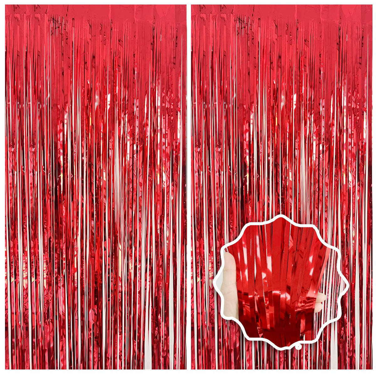 2 Pack Foil Curtain Backdrop Curtains Silver Tinsel Door Streamers Birthday Party Decorations Photo Backdrop Props for Party Graduation Wedding Bachelorette Christmas Baby Shower