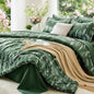 MUXHOMO Queen Comforter Set, 7-Piece Floral Bed in a Bag, Sage Green