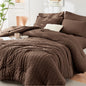 Full Comforter Set - 7PCS Bed in a Bag, Seersucker Bedding Set, Dark Grey