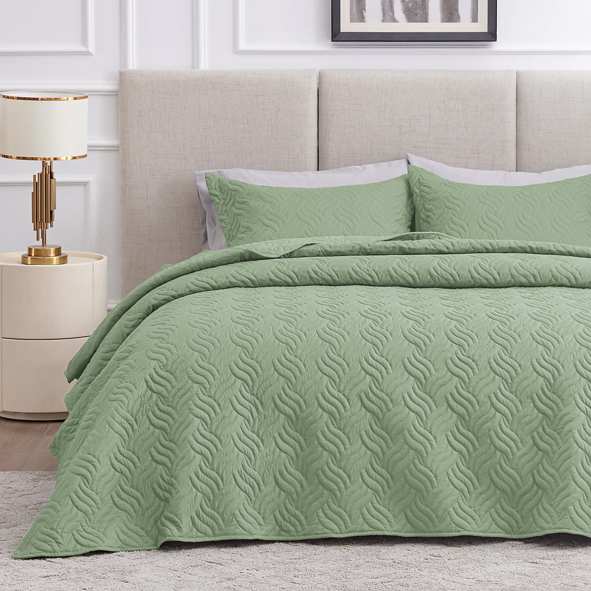 Love's cabin Quilts for Queen Bed Blue Bedspreads - Soft Bed Summer Lightweight Bedspread Comforter - Modern Style Coin Pattern Coverlet for All Season - 3 Pieces (1 Quilt, 2 Pillow Shams)
