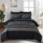 Luxudecor Burgundy Comforter Set Queen Size 7 Pieces Red and Black Stripe Bed in a Bag Geometric Comforter and Sheet Set, Soft Microfiber Complete Bedding Sets for All Seasons