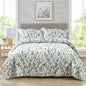 Travan 3-Piece Quilt Set Quilted Bedspread Lightweight Coverlet Set Garden Style Floral Printed Oversized Quilted Bedding Set with Shams for All Season, Exquisite, King Size